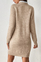 Ribbed Hem Raglan Sleeve Sweater Dress OutfitFlow