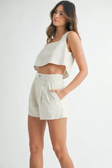 MABLE Sleeveless Crop Top and Shorts Set OutfitFlow