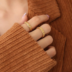 Titanium Steel Gold-Plated Ring Gold OutfitFlow