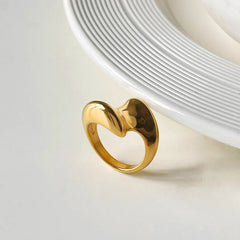 18K Gold-Plated Twisted Wave Statement Ring OutfitFlow