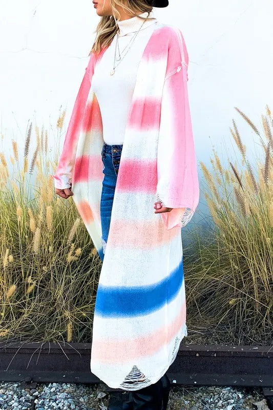 And The Why Multi Gradation Dye Maxi Cardigan Sweater OutfitFlow