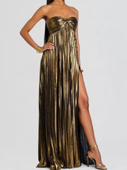 Split Sweetheart Neck Tube Maxi Dress OutfitFlow