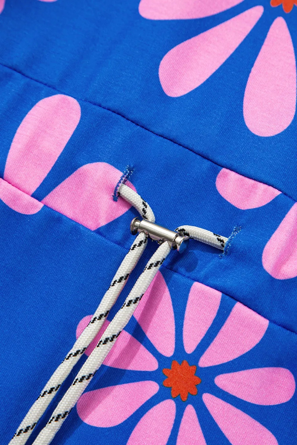 Floral Print Zip Collar Drawstring Summer Mini Dress OutfitFlow