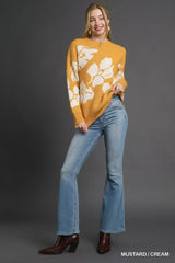 Umgee Floral Long Sleeve Sweater OutfitFlow
