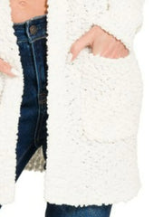 Zenana Long Sleeve Popcorn Sweater Cardigan with Pockets Trendsi