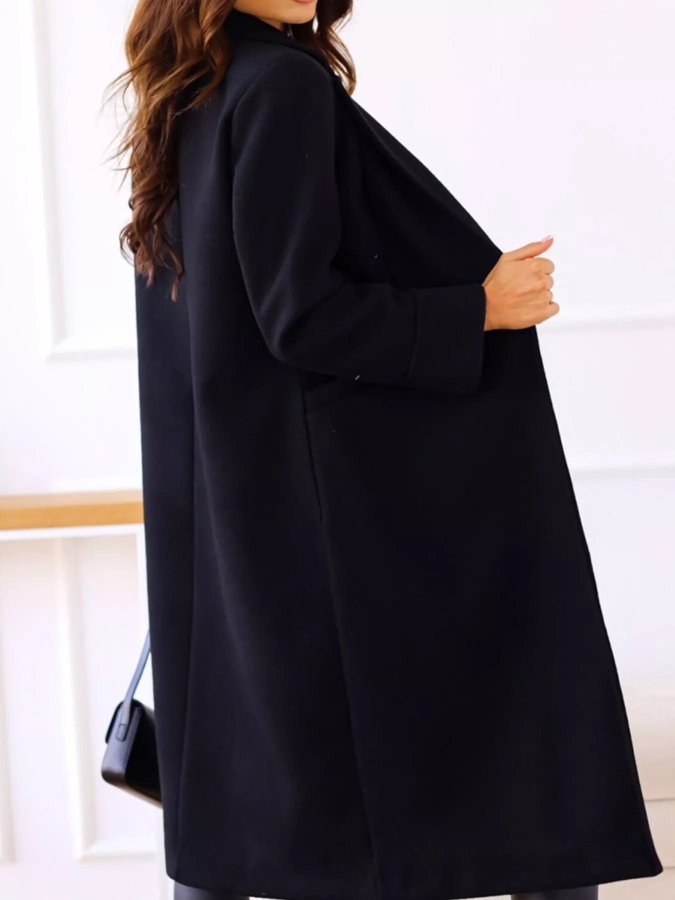 Lapel Collar Wool Blend Overcoat OutfitFlow
