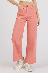 Mittoshop Twill Patch Pocket High Rise Wide Leg Pants OutfitFlow