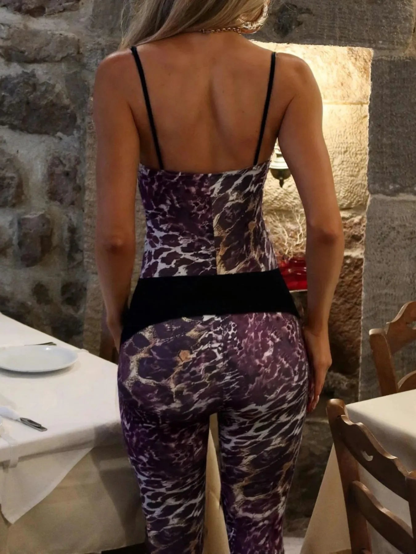 Leopard Spaghetti Strap Jumpsuit OutfitFlow