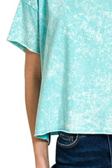Zenana Washed Crew Neck Short Sleeve Crop Box Tee OutfitFlow
