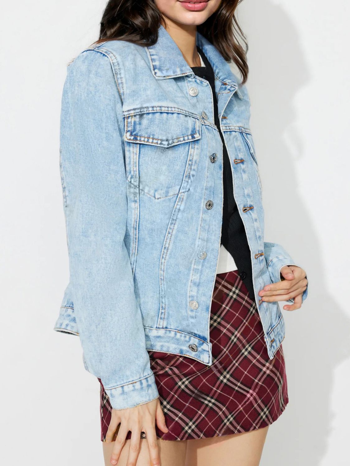 Button Up Long Sleeve Denim Jacket