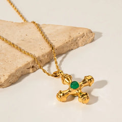 Gold-Plated Stainless Steel Cross Shape Pendant Necklace Style B One Size OutfitFlow