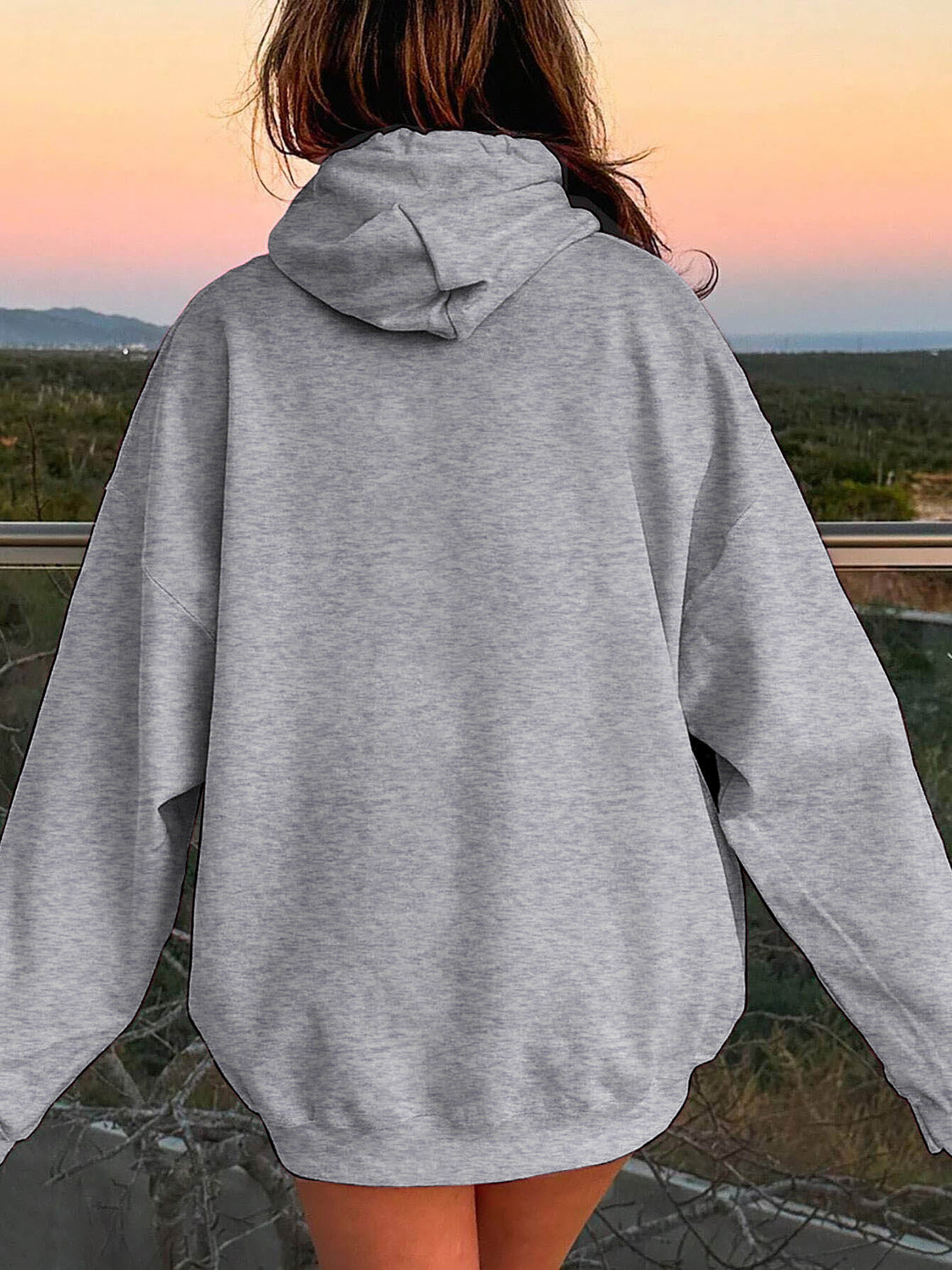 Drawstring Dropped Shoulder Hoodie OutfitFlow