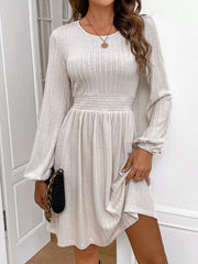 Textured Long Sleeve Mini Dress OutfitFlow