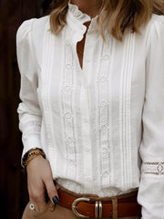 Lace Trim Long Sleeve Shirt OutfitFlow