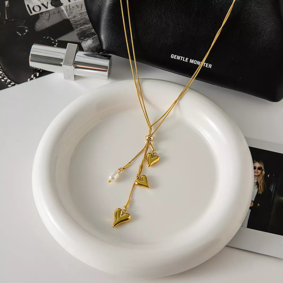 18K Gold-Plated Double Layered Heart Necklace OutfitFlow