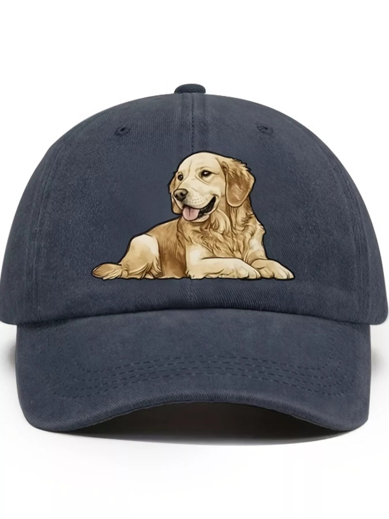 Dog Washed Adjustable Baseball Cap Navy Blue One Size OutfitFlow