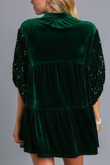 Outfit Flow - Umgee Sequin Detail Tiered Back Half Sleeve Shirt