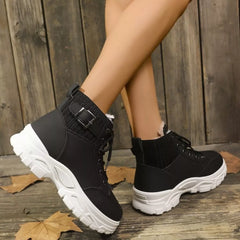 Plush Lining Lace Up Boots Trendsi
