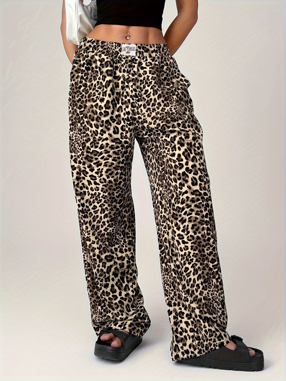 Outfit Flow - Leopard Wide Leg Pants with Pockets