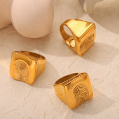 Titanium Steel Fingerprint Signet Ring OutfitFlow