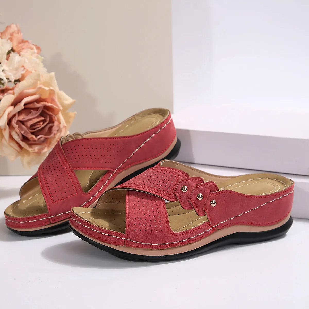 Crisscross Open Toe Wedge Sandals OutfitFlow