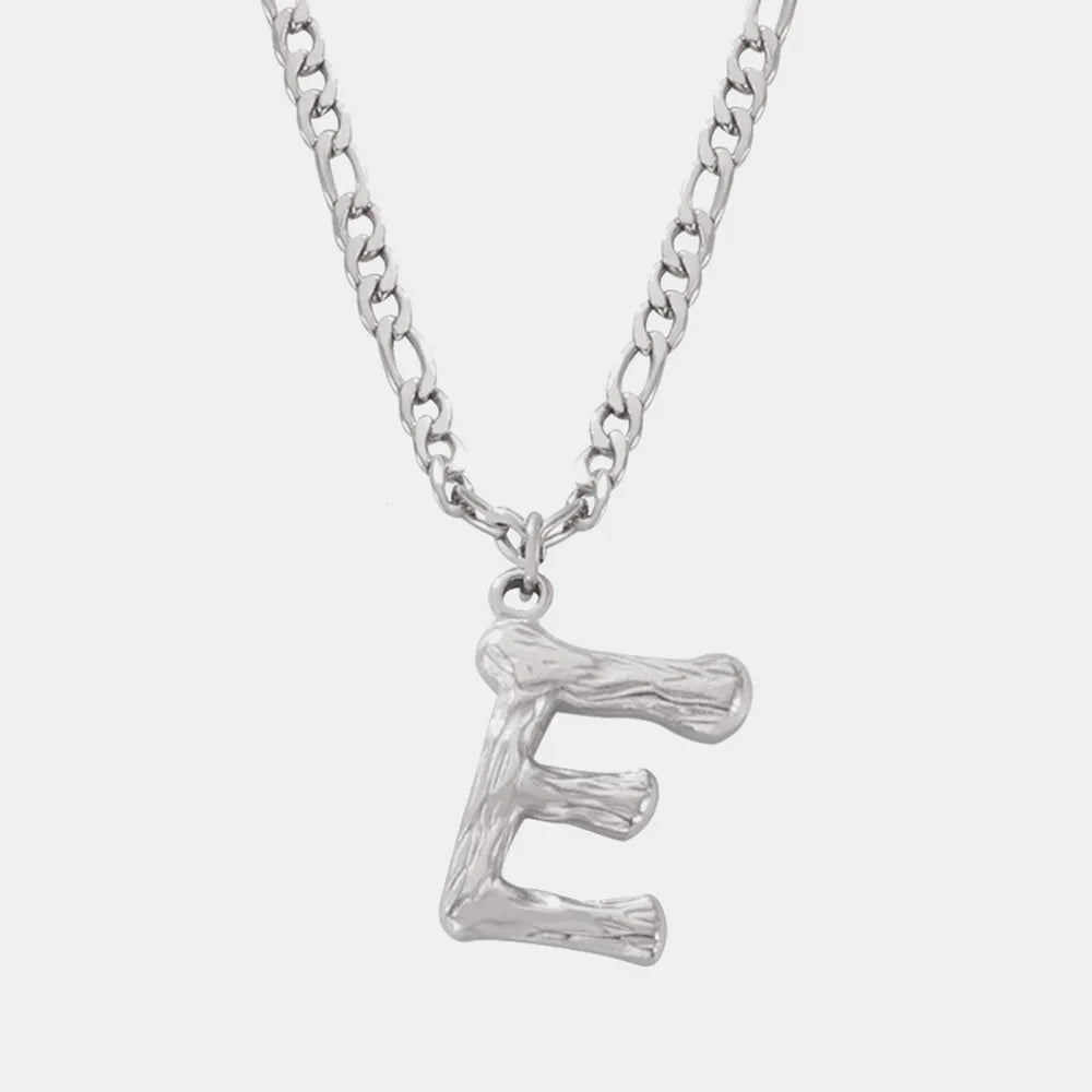 Titanium Steel Letter Pendant Necklace Style E One Size OutfitFlow