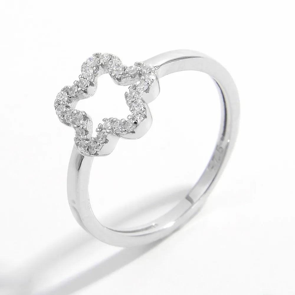 925 Sterling Silver Inlaid Zircon Ring OutfitFlow