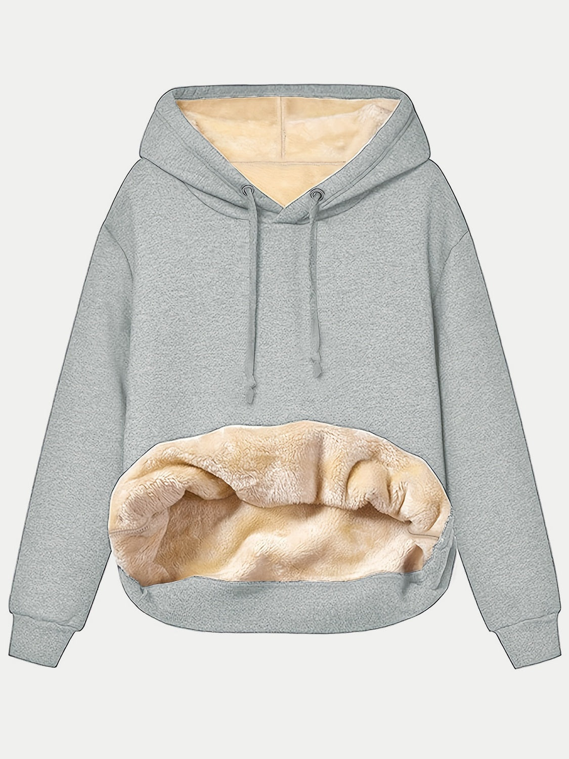 Drawstring Long Sleeve Hoodie with Kangaroo Pocket OutfitFlow