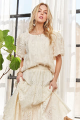 ADORA Solid Puff Sleeves Knit Top OutfitFlow