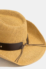 Fame Studded Bull Head Strap Straw Western Cowboy Hat OutfitFlow
