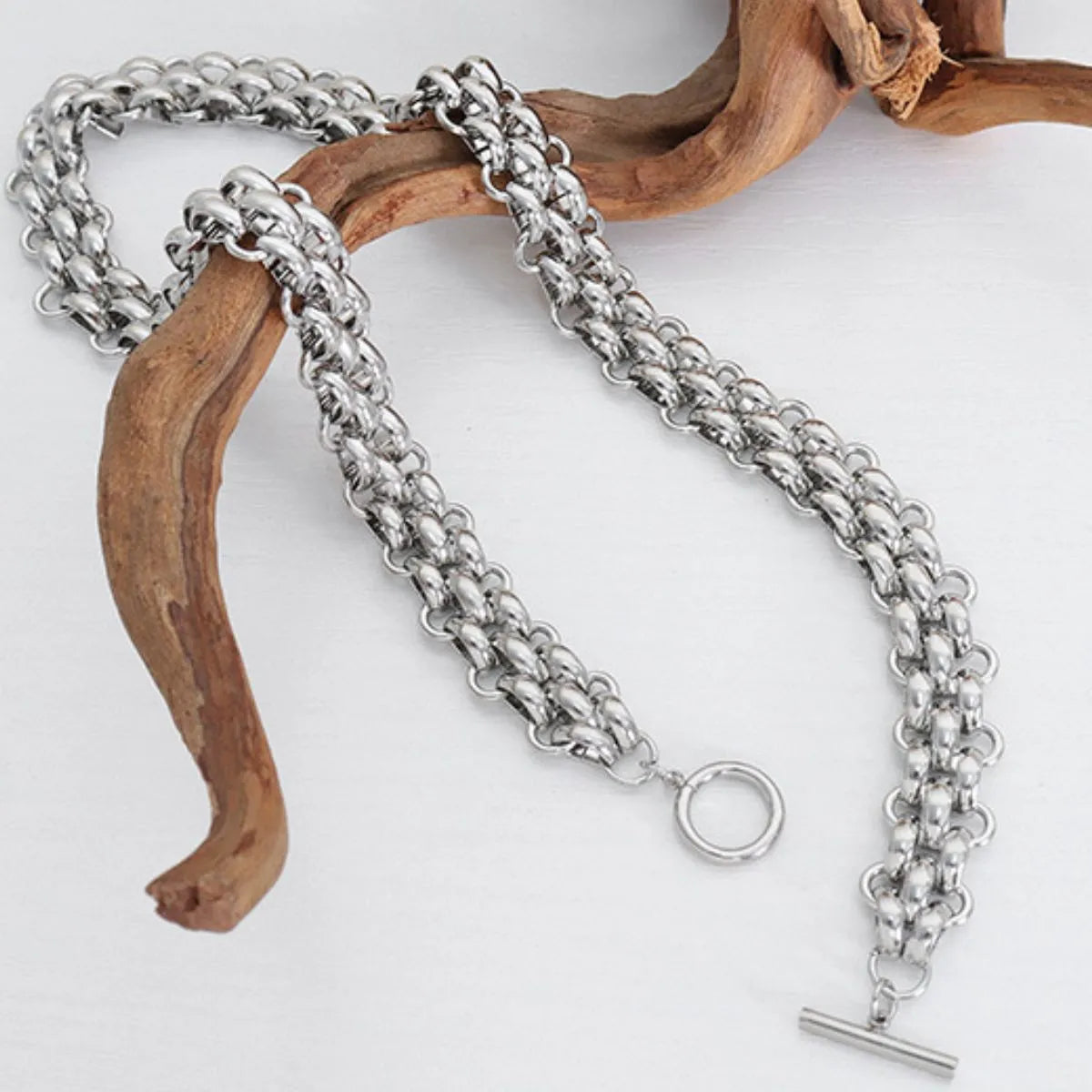 Gold Chain Link Jewelry Set with Necklace and Bracelet OutfitFlow