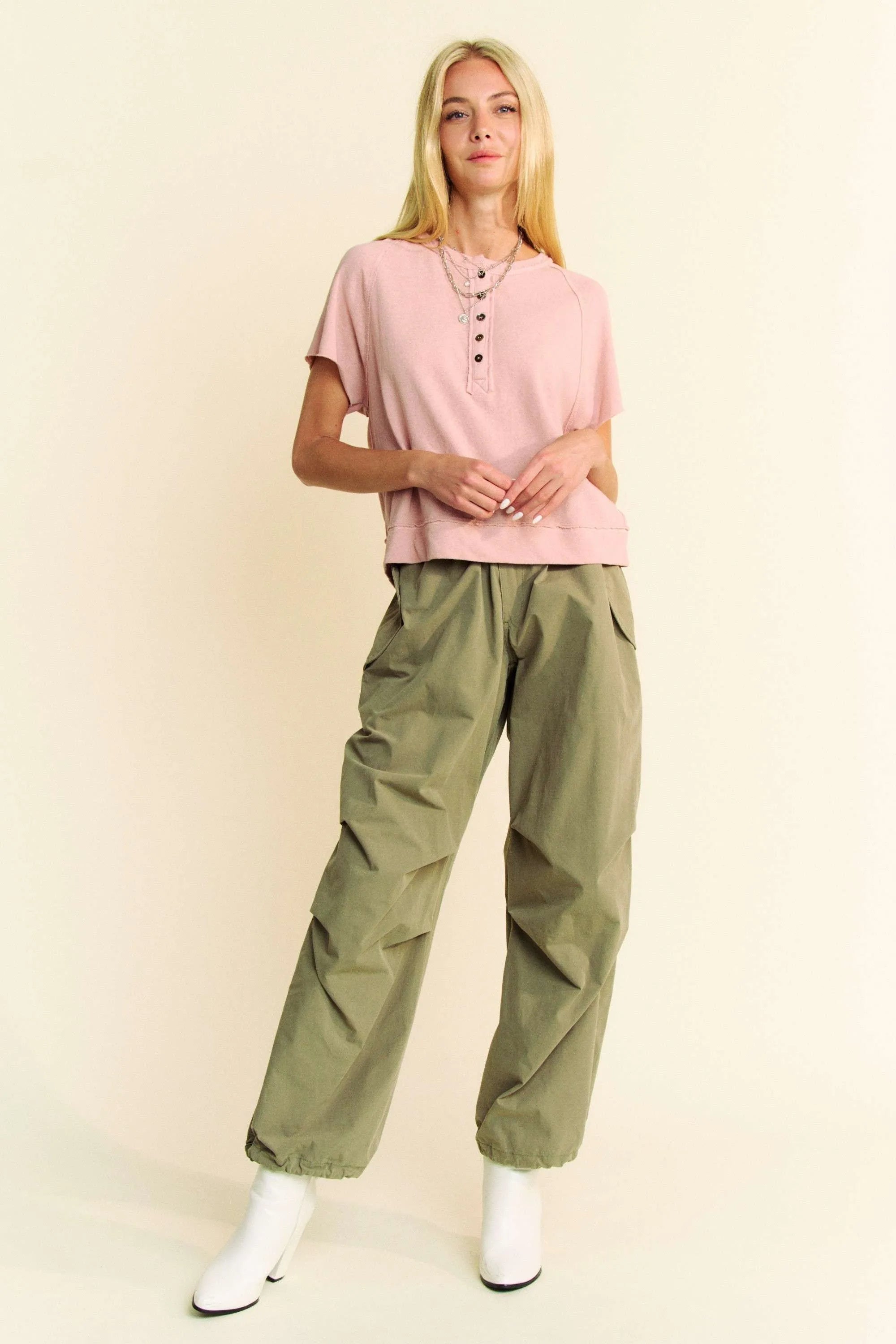 Davi & Dani Breezy Knit Fabric Short Sleeve T-shirt Top OutfitFlow