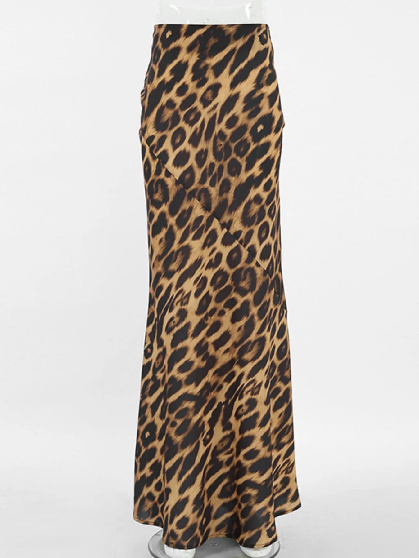 Leopard Print High Waist Flare Maxi Skirt OutfitFlow
