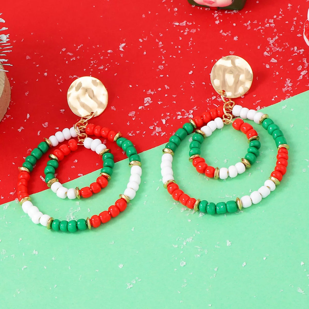 Christmas Beaded Hoop Earrings OutfitFlow