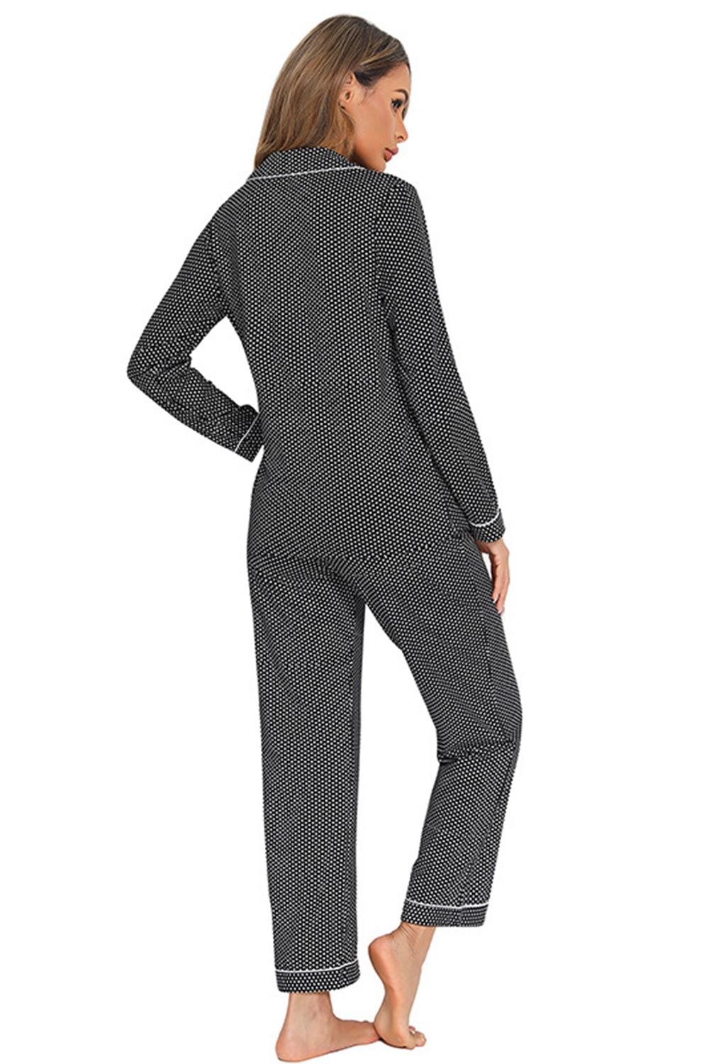 Outfit Flow - Collared Neck Loungewear Set with Pocket