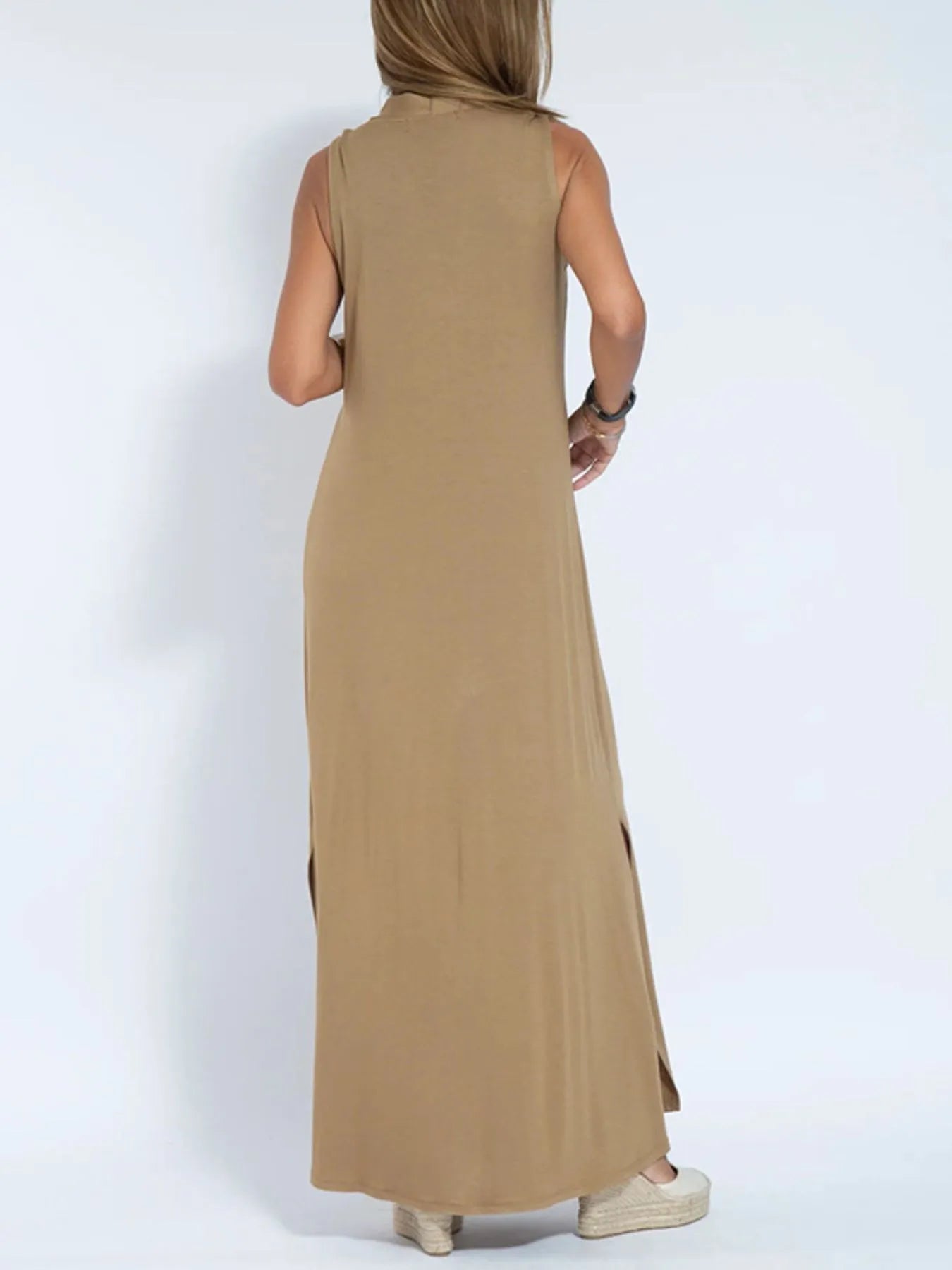 Full Size V-Neck Sleeveless Maxi Dress with Slit Plus Size OutfitFlow