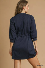 Umgee Drawstring Cable Knit Mini Dress with Pockets OutfitFlow