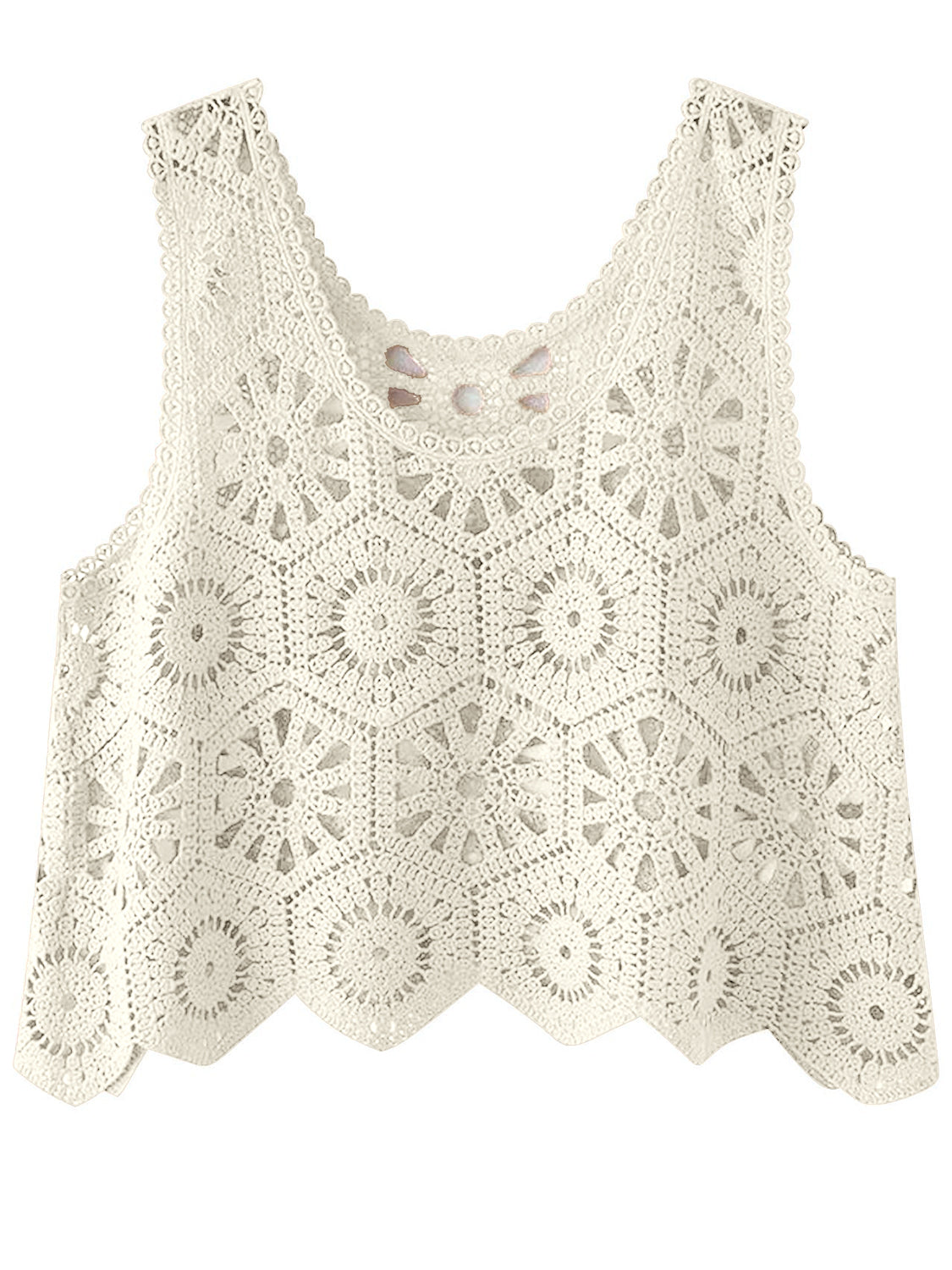 Openwork Round Neck Knit Vest