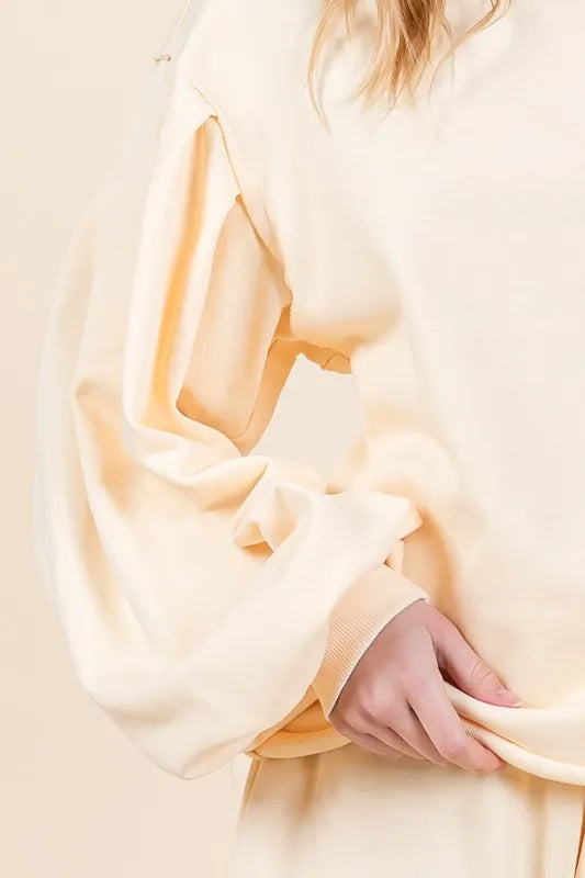 Lime 'N' Chili French Terry Sweatshirt and Shorts Set OutfitFlow