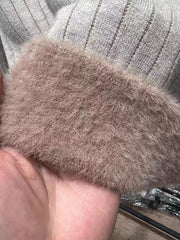 V-Neck Fleece Lined Ribbed Knit Top OutfitFlow