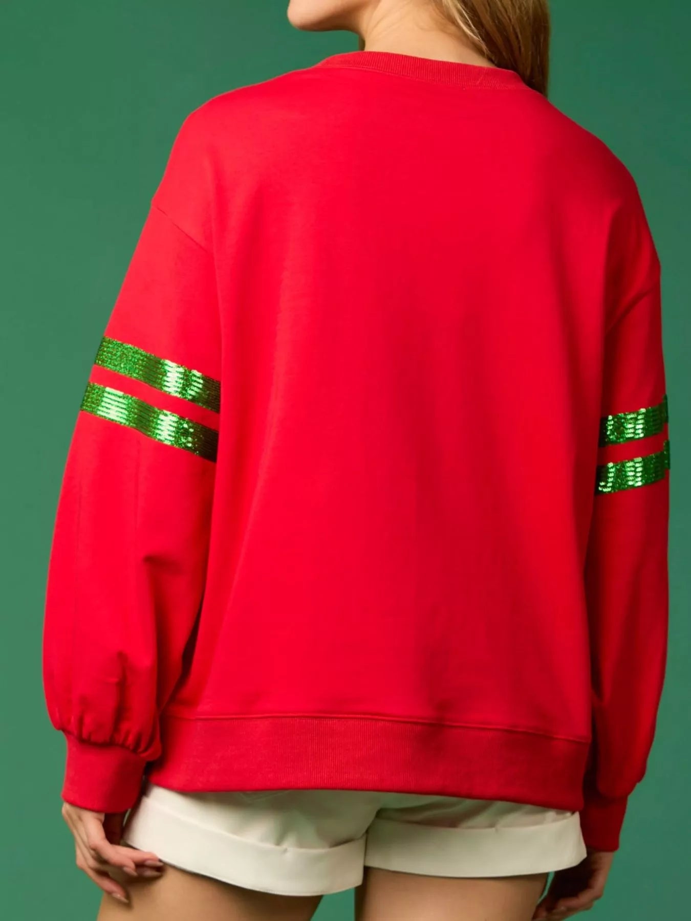 Christmas Sequin Santa Hat Holiday Sweatshirt OutfitFlow