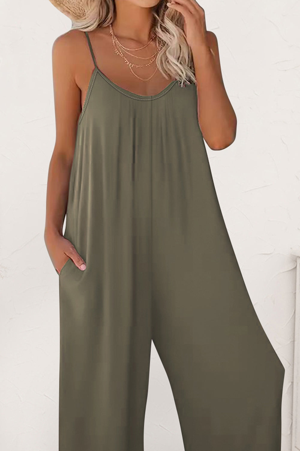 Outfit Flow - Scoop Neck Spaghetti Strap Jumpsuit