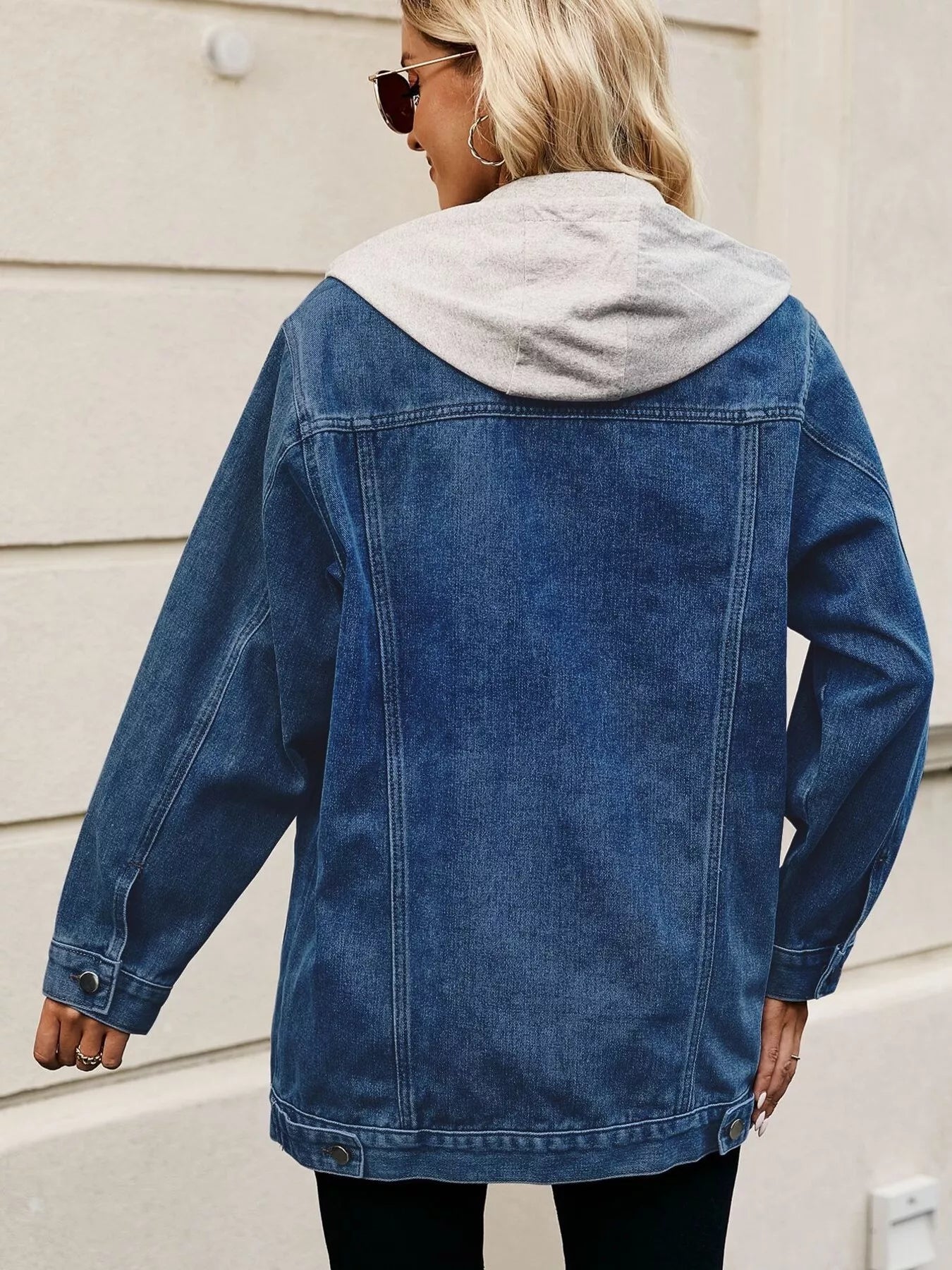 Button Up Long Sleeve Denim Jacket OutfitFlow