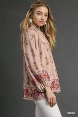 Umgee Floral Boho Peasant Blouse OutfitFlow