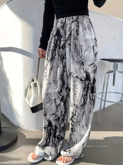 Abstract Print Wide Leg Pants Gray Trendsi