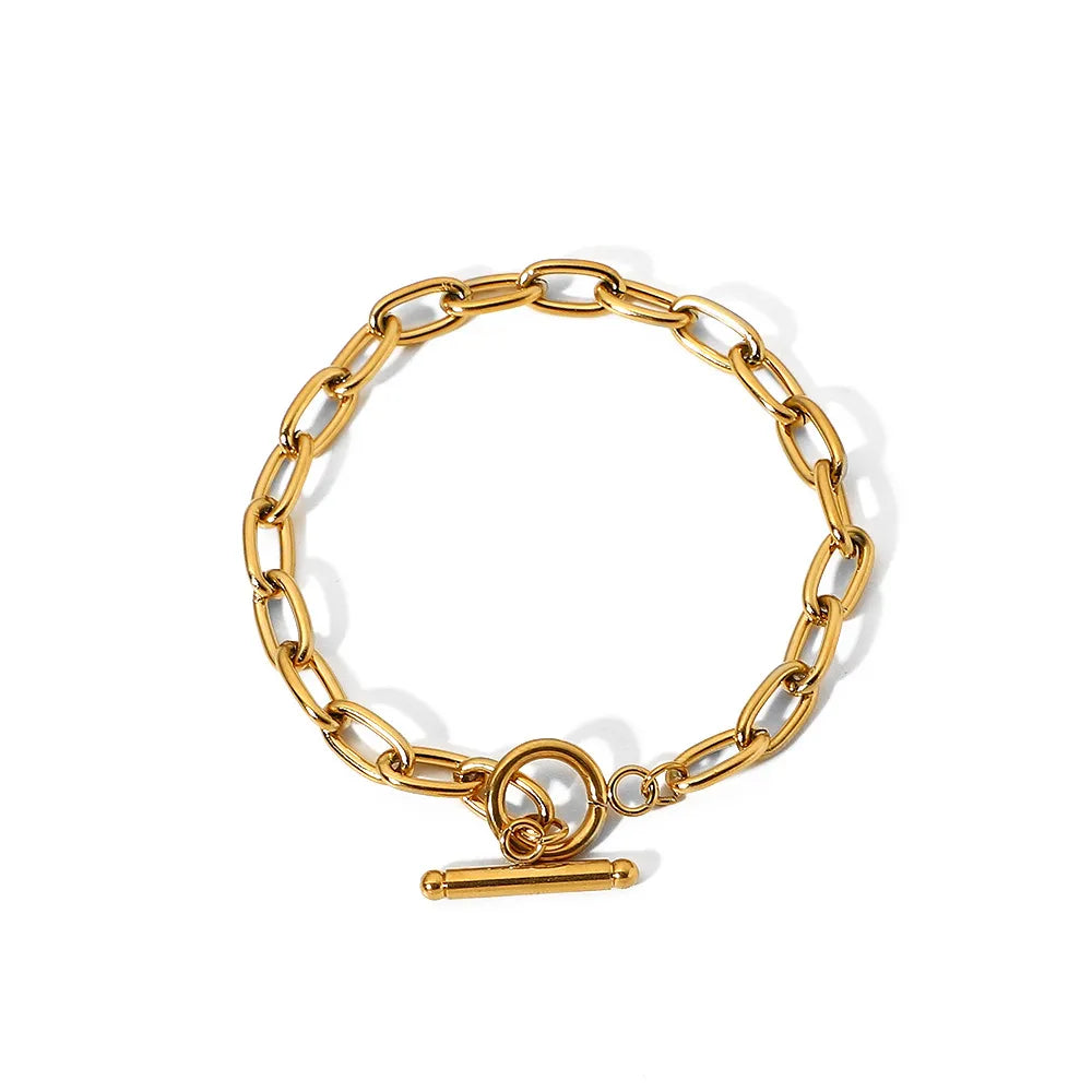 18K Gold-Plated Stainless Steel Toggle Chain Bracelet OutfitFlow