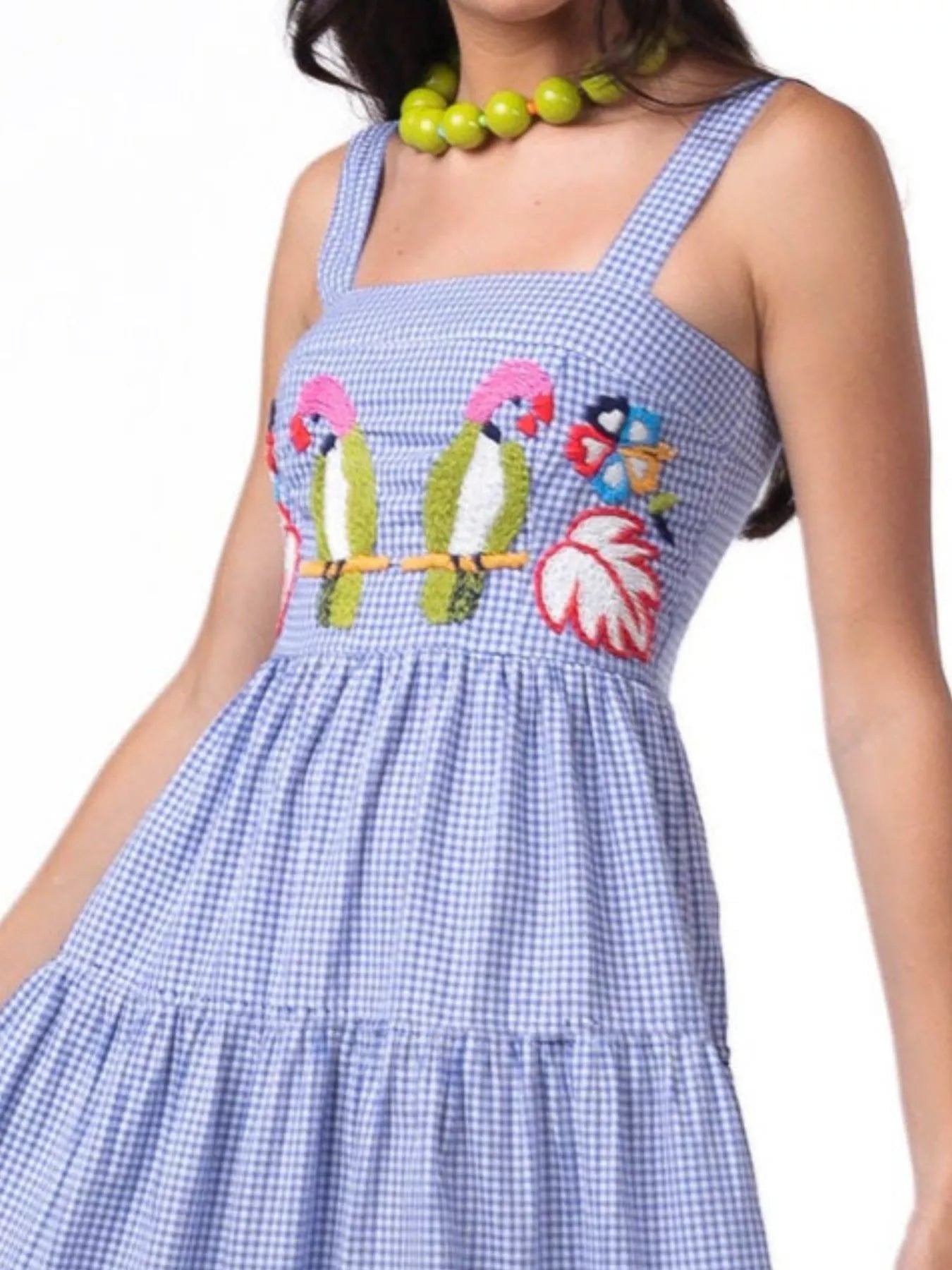 Embroidered Square Neck Tiered Maxi Cami Dress OutfitFlow