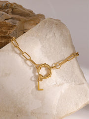 18K Gold-Plated Stainless Steel Letter L Bracelet OutfitFlow