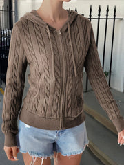 Cozy Cable-Knit Zip-Up Cardigan OutfitFlow