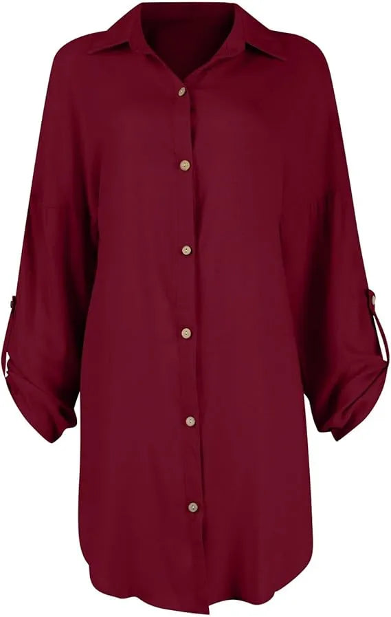 Button Down Long Sleeve Shirt Dress OutfitFlow